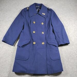 Vintage Roos Atkins Made in Austria Blue Wool Double Breasted Peacoat Size 38